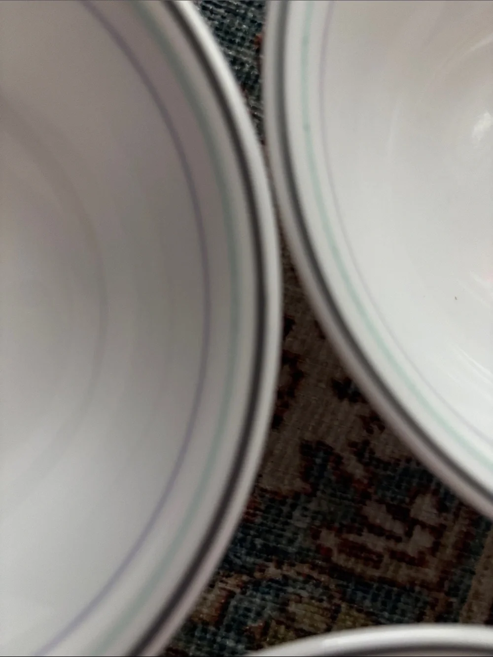 Vintage White Corelle With Green Gray Trim 6” Diameter Bowls
